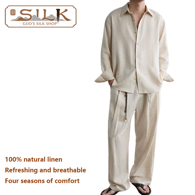 Linen Shirt Breathable - High-end Natural Linen Men's Suit Shirt