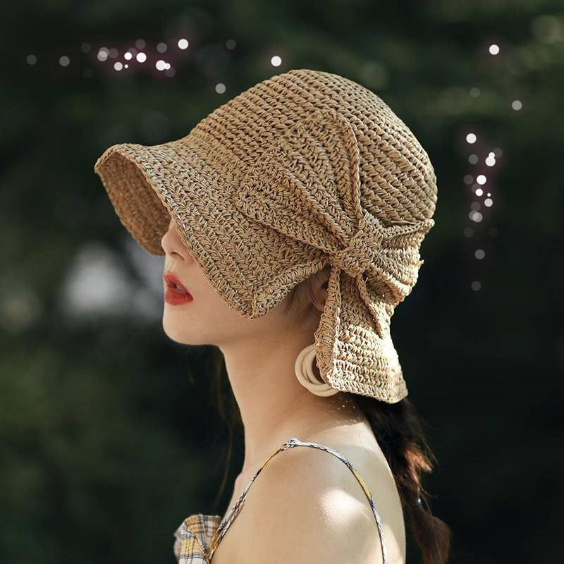 Bucket Hat Straw - 1Pcs Bow Sun Hat Wide Brim