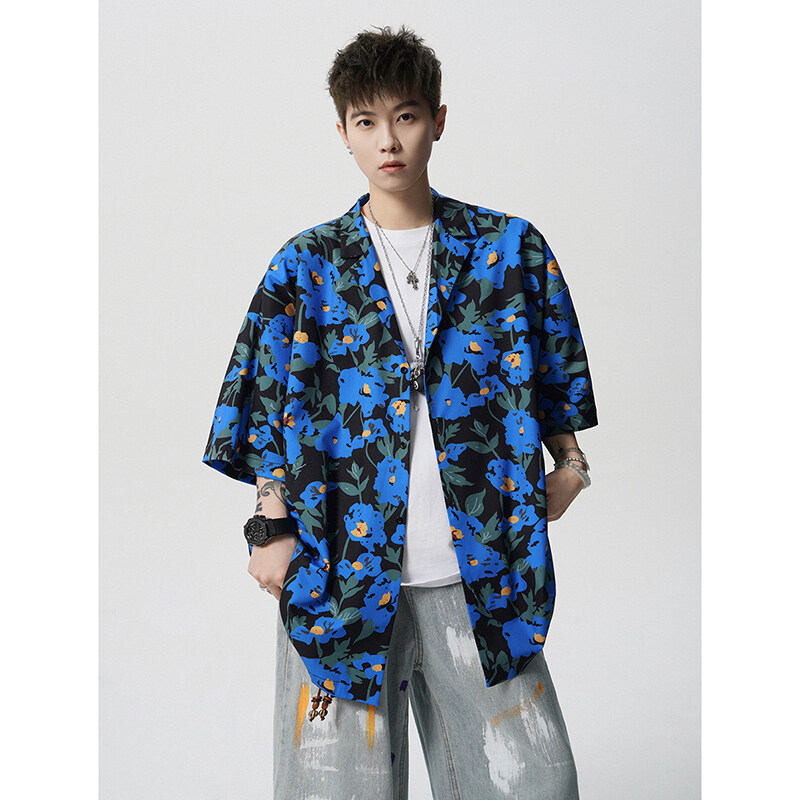 Resort Shirt Floral - Summer Vintage Floral Print Loose Fit