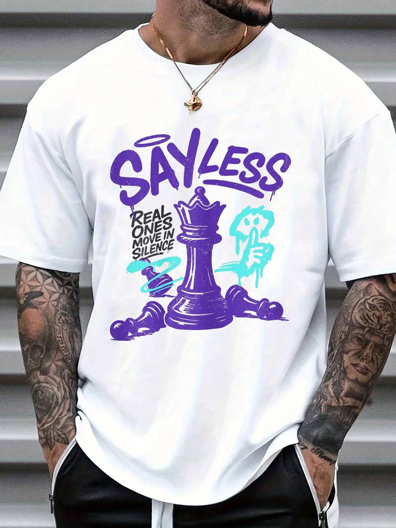 Tee Graphic Print - Men's White Cotton Graphic Tee with