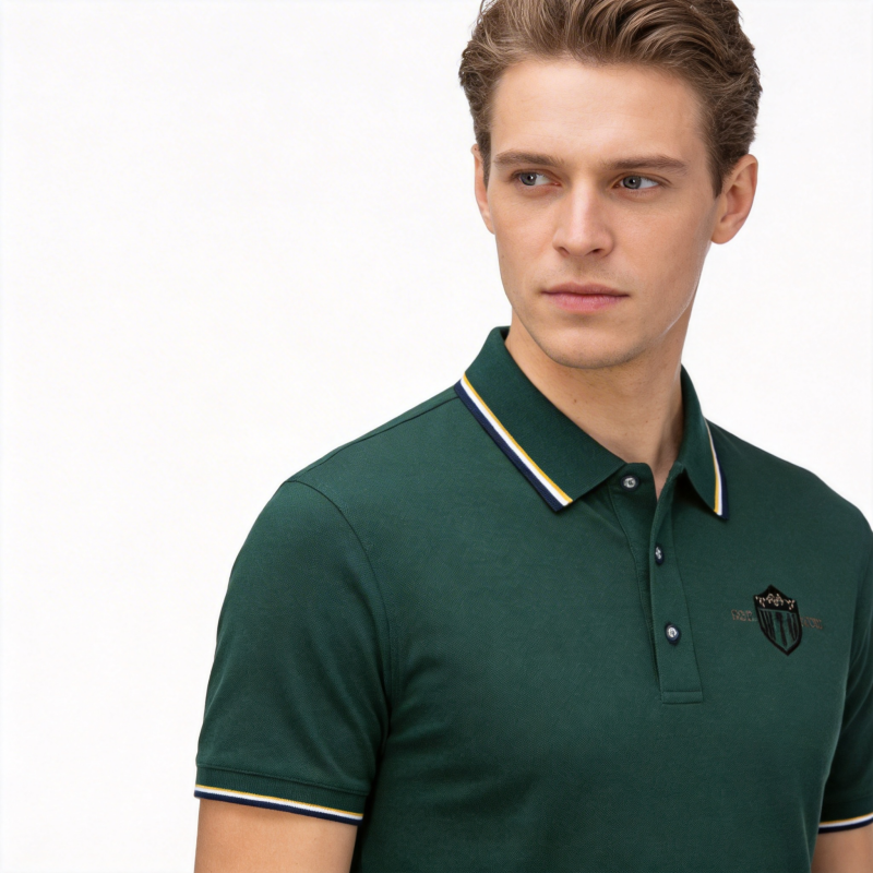 Polo Shirt Pique - Pique Mesh Solid Color Lapel Short-sleeved