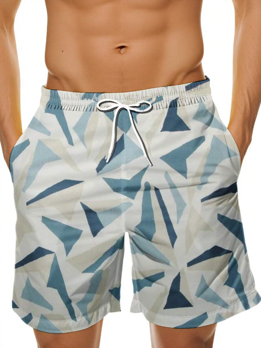 Swim Trunk Quick Dry - Mens Geometric Print Quick Dry Swim