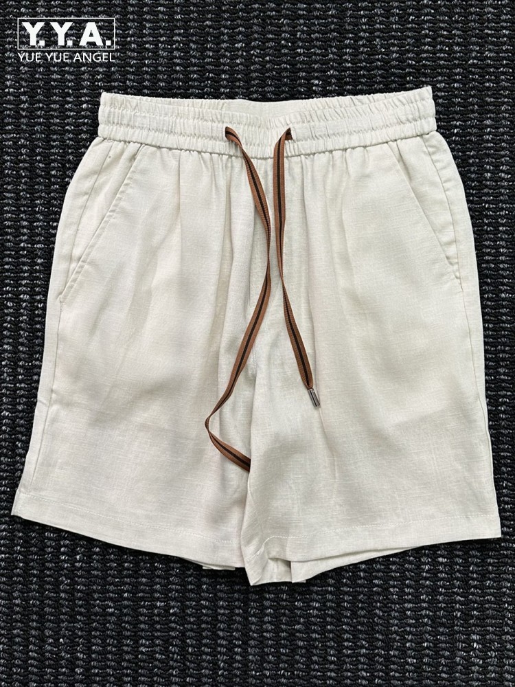 Short Linen Drawstring - Leisure Male Drawstring Elastic Waist Pockets