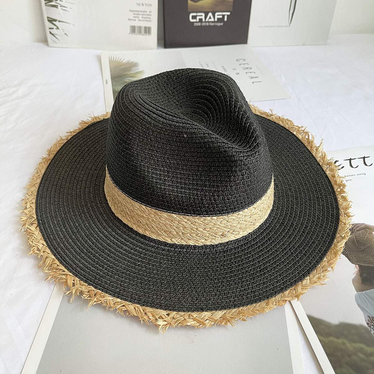 Fringed Brim Panama Hat Wide B - Bucket Hat Straw reseña y precio