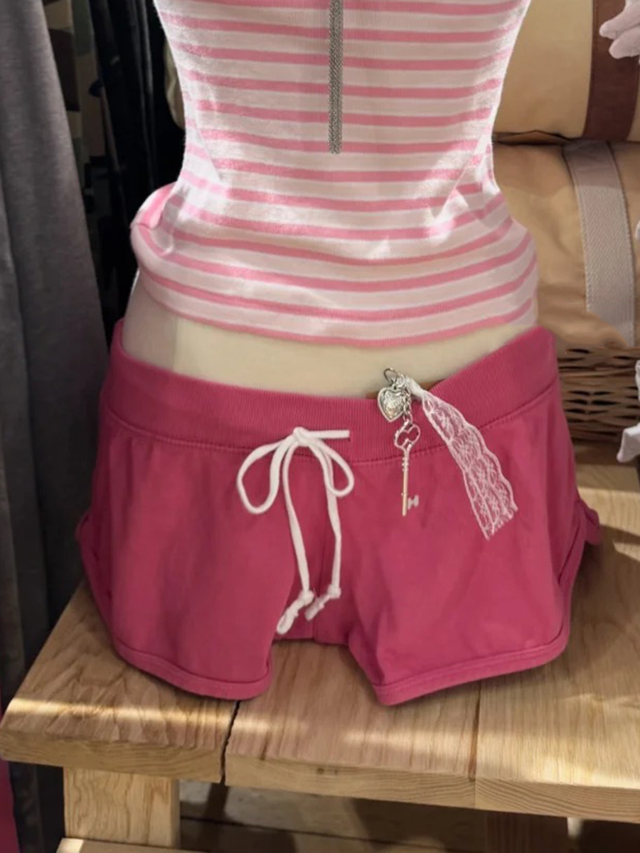 New Rose Pink Cotton Short Pan - Short Linen Drawstring reseña y precio