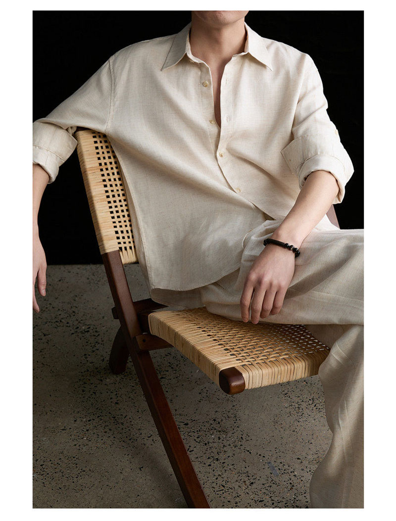 High-end Natural Linen Men's S - Linen Shirt Breathable reseña y precio