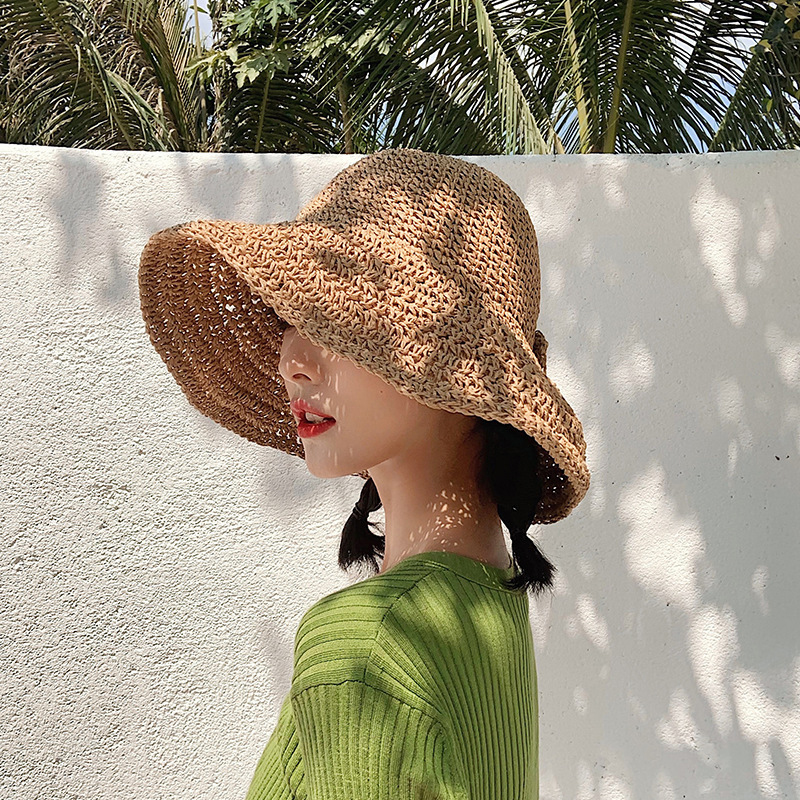 1Pcs Bow Sun Hat Wide Brim Flo - Bucket Hat Straw reseña y precio