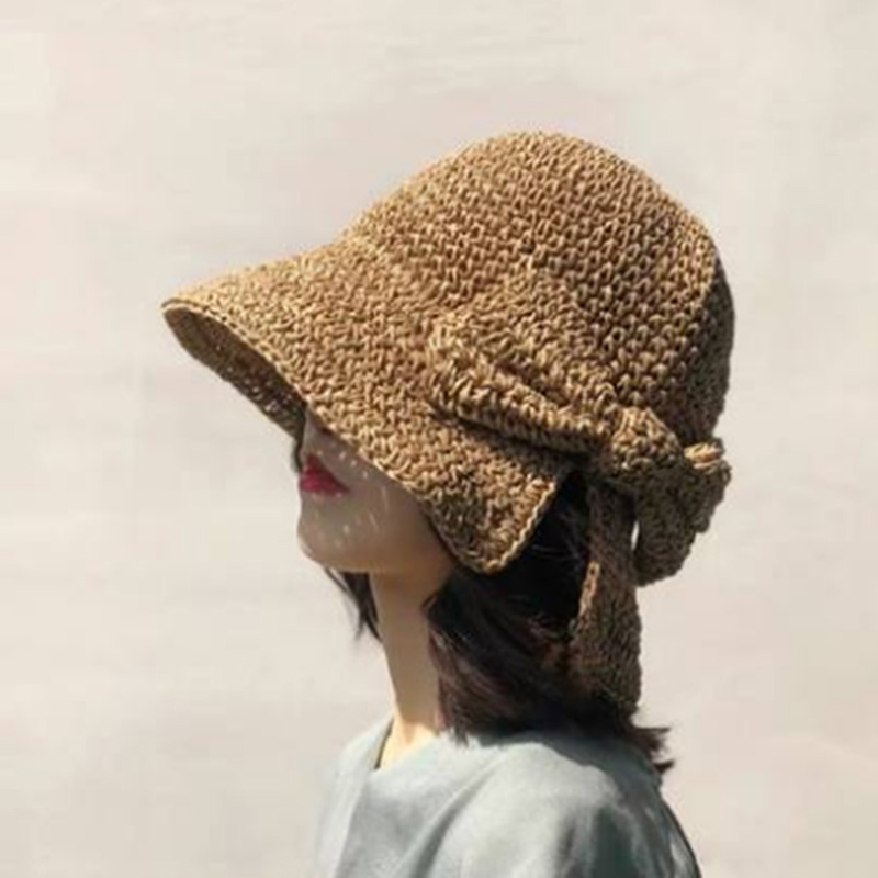 1Pcs Bow Sun Hat Wide Brim Flo - Bucket Hat Straw reseña y precio