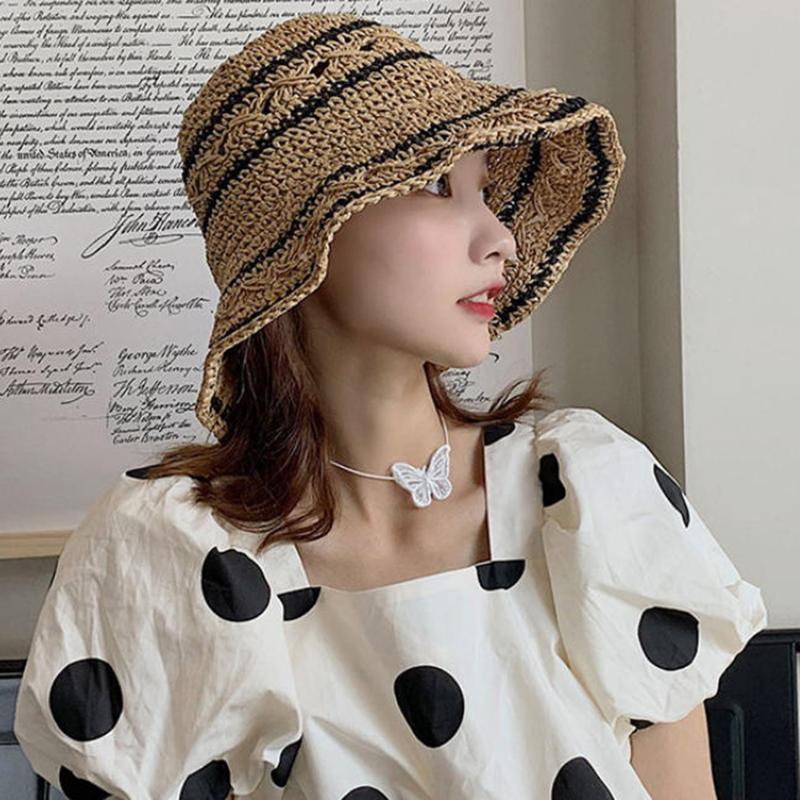 Women’s Foldable Striped Geome - Bucket Hat Straw reseña y precio