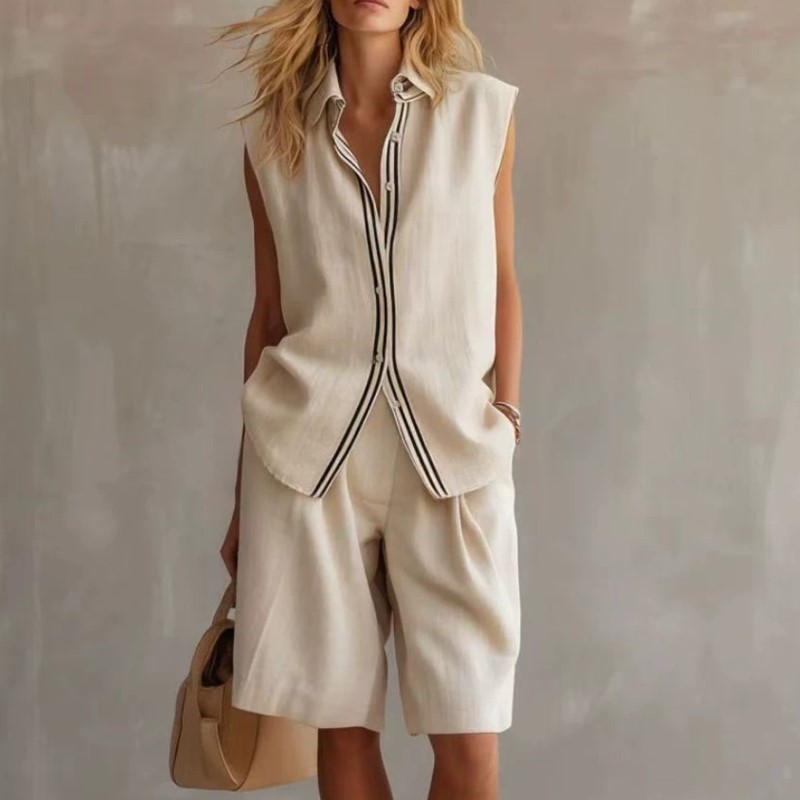 Summer Fashion Solid Linen Ble - Shirt Camp Collar reseña y precio