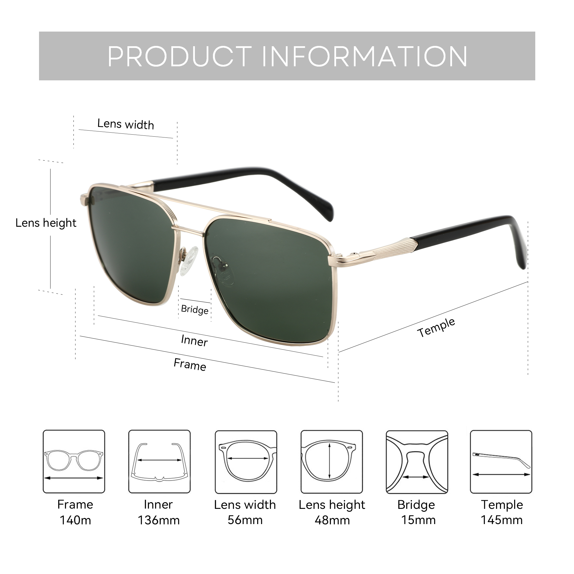 BLUEMOKY L Size Fashion Metal  - Sunglasses Aviator Polarized reseña y precio