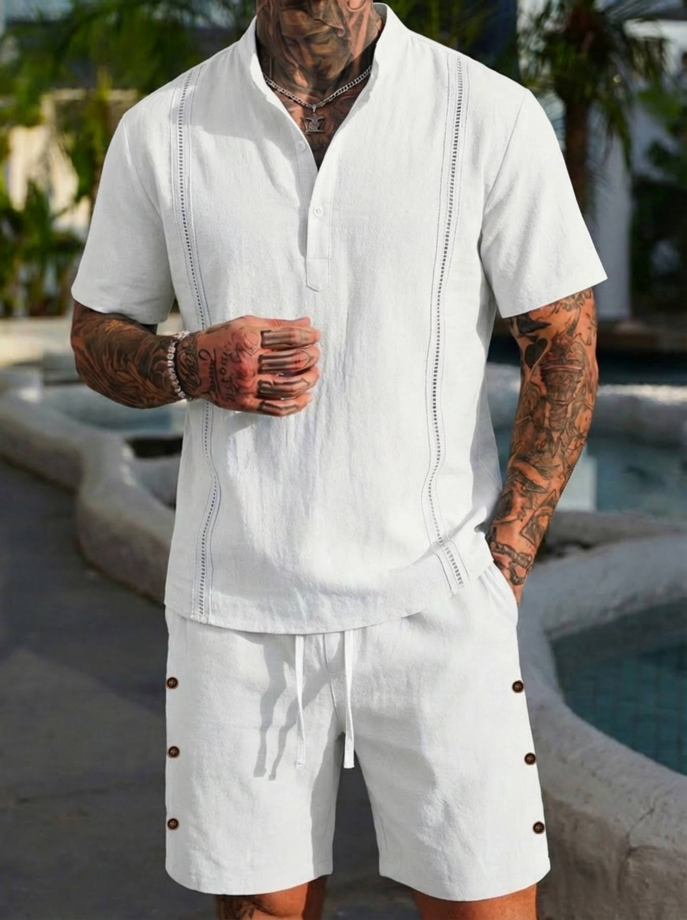 2026 men's summer beach casual - Short Linen Drawstring reseña y precio
