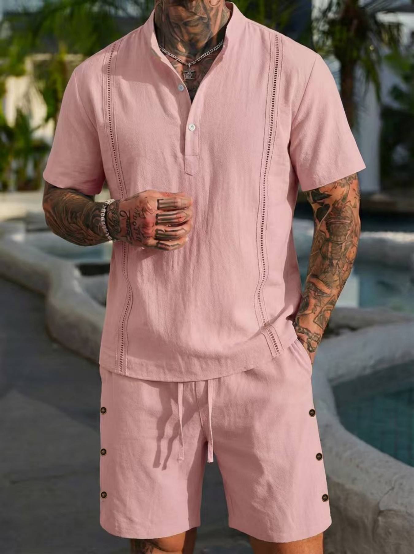 2026 men's summer beach casual - Short Linen Drawstring reseña y precio