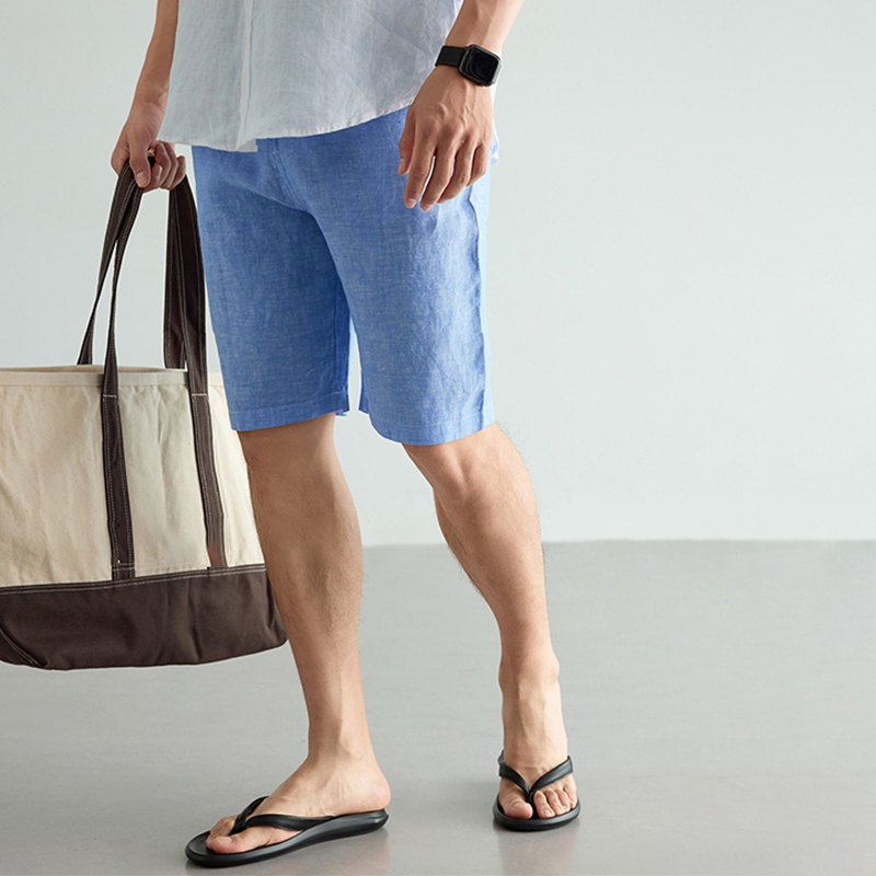 Men's Linen Cotton Shorts Summ - Short Linen Drawstring reseña y precio