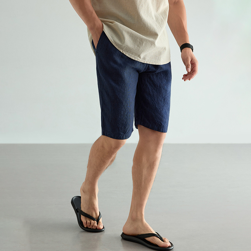Men's Linen Cotton Shorts Summ - Short Linen Drawstring reseña y precio