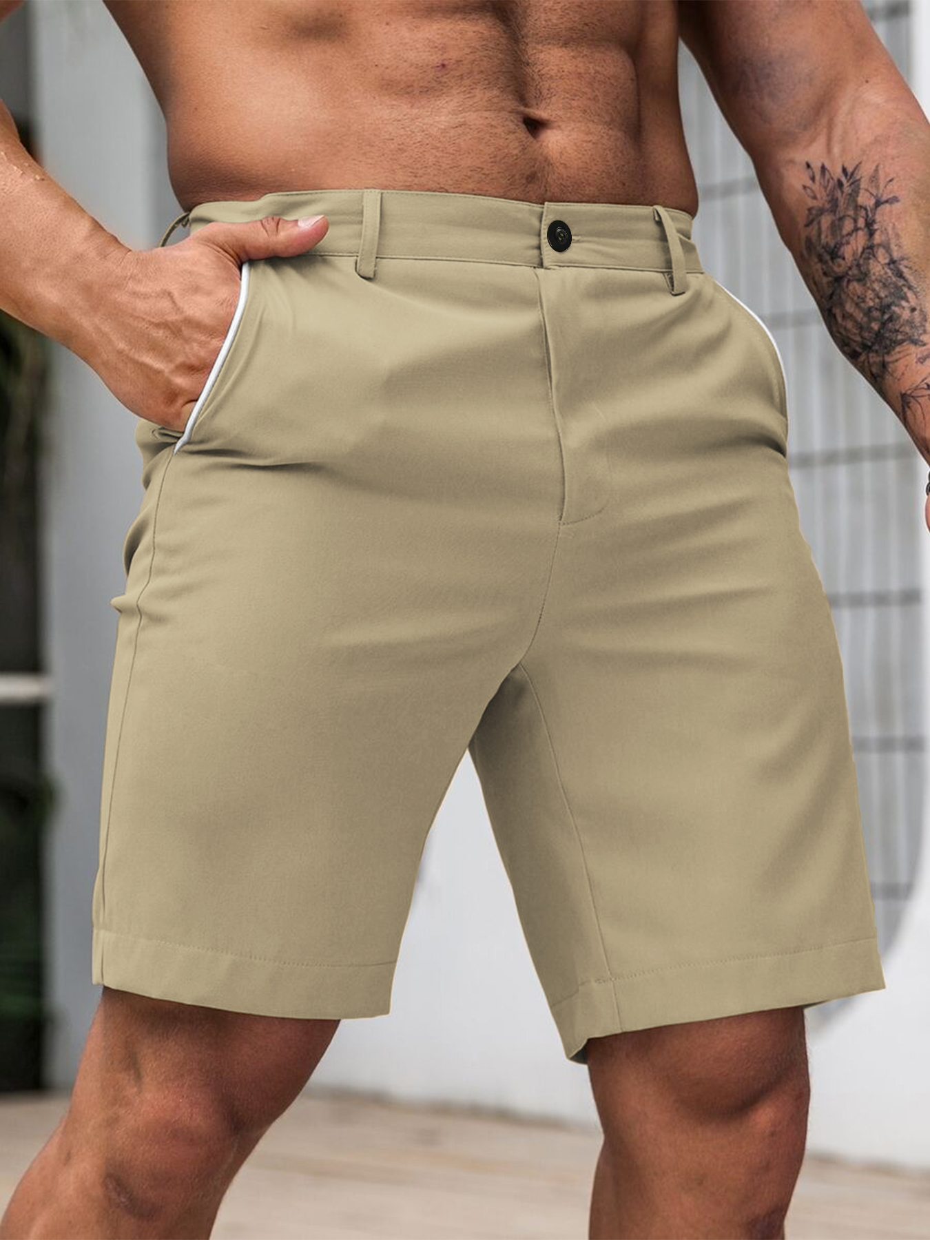 Men Fashion Slim Fit Chino Sho - Shorts Chino Slim reseña y precio