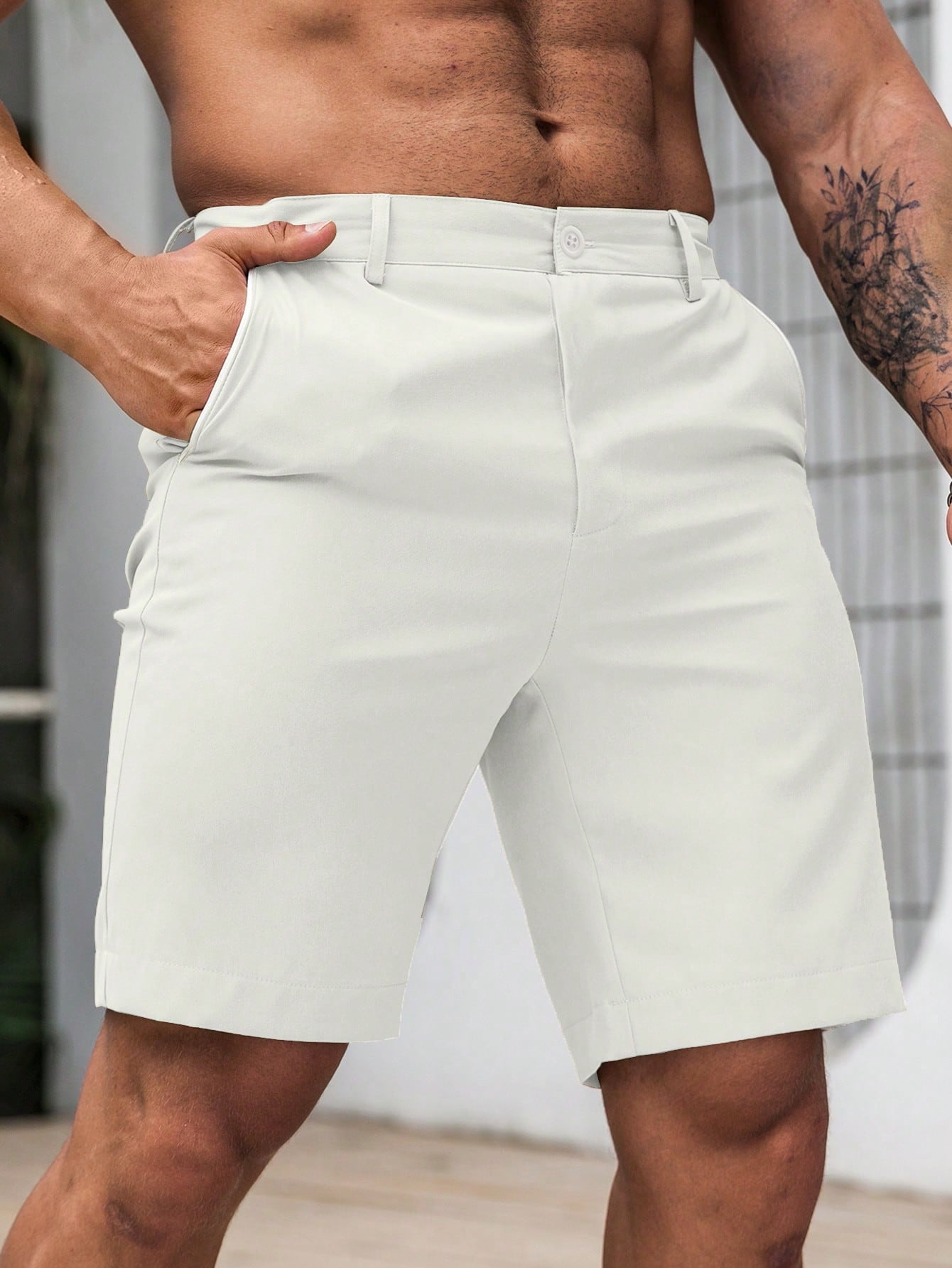 Men's Solid Chino Casual Short - Shorts Chino Slim reseña y precio