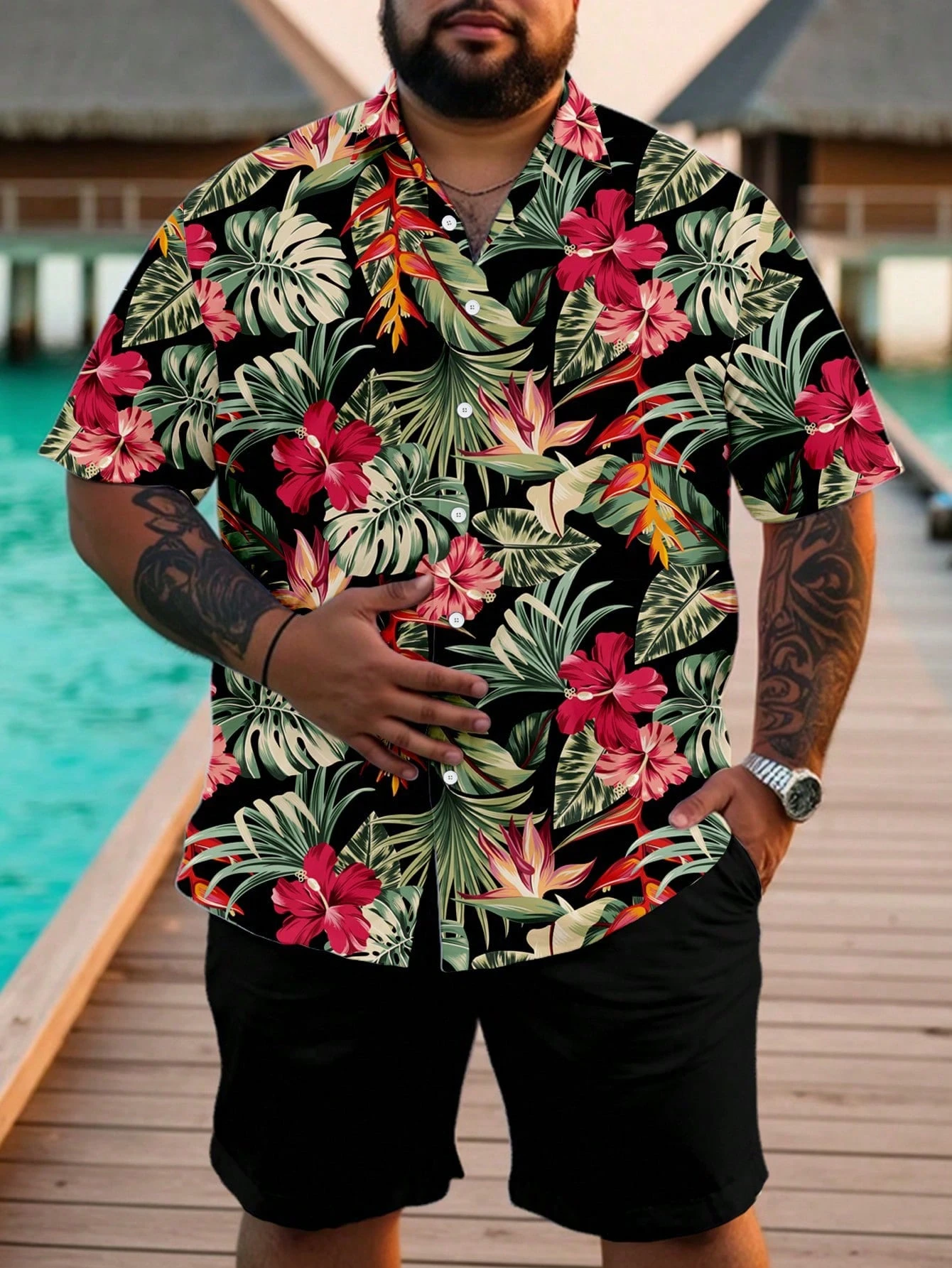 Casual Hawaiian Shirt Men Trop - Resort Shirt Floral reseña y precio