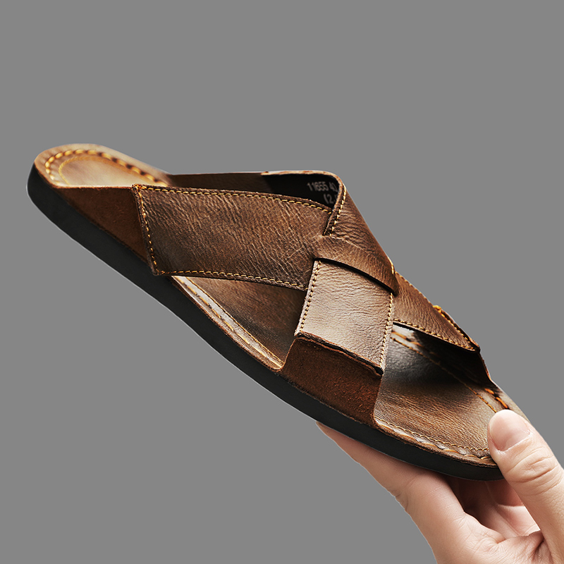 Fashion Genuine Leather Men Sl - Flip Flop Leather Men reseña y precio