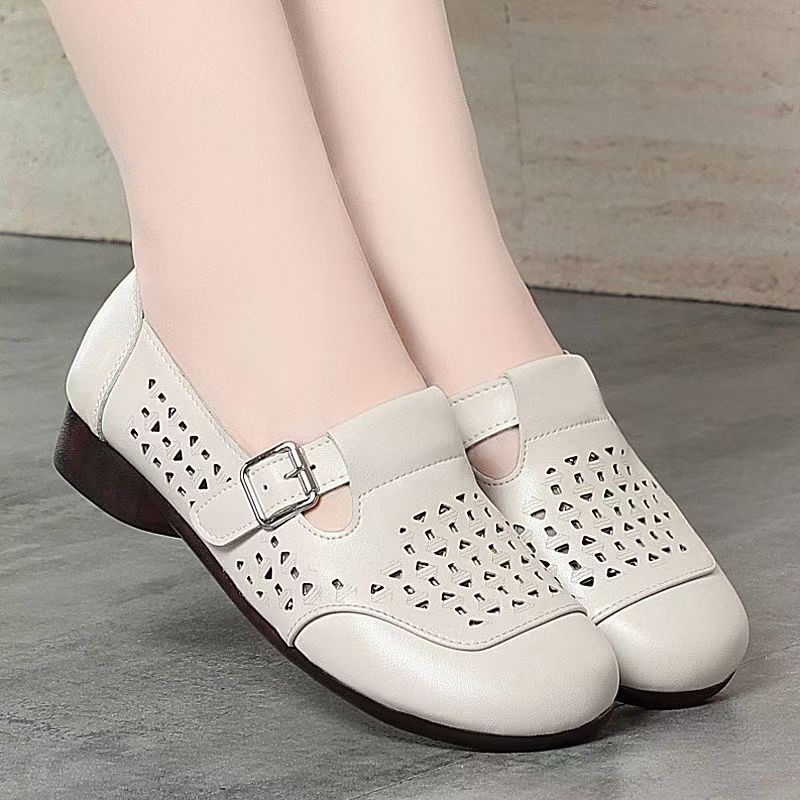 Women's Leather Hollow Out Low - Casual Sandal Leather reseña y precio