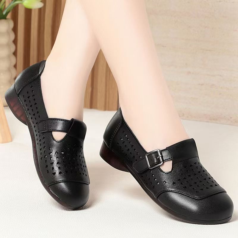 Women's Leather Hollow Out Low - Casual Sandal Leather reseña y precio