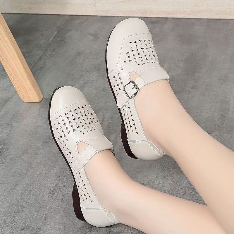 Women's Leather Hollow Out Low - Casual Sandal Leather reseña y precio