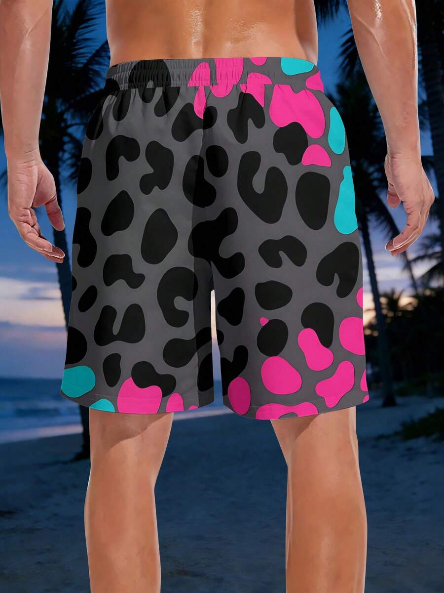 Bold Leopard Print Mens Beach  - Swim Trunk Quick Dry reseña y precio