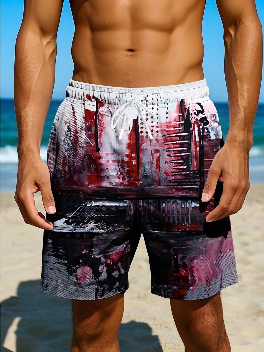 Mens Abstract Print Beach Shor - Swim Trunk Quick Dry reseña y precio