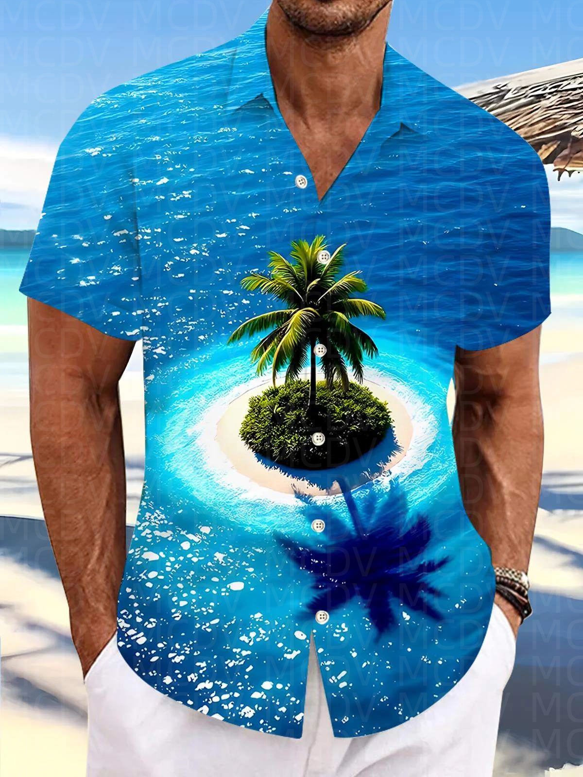 Motorcycle Pattern Men's Hawai - Shirt Camp Collar reseña y precio