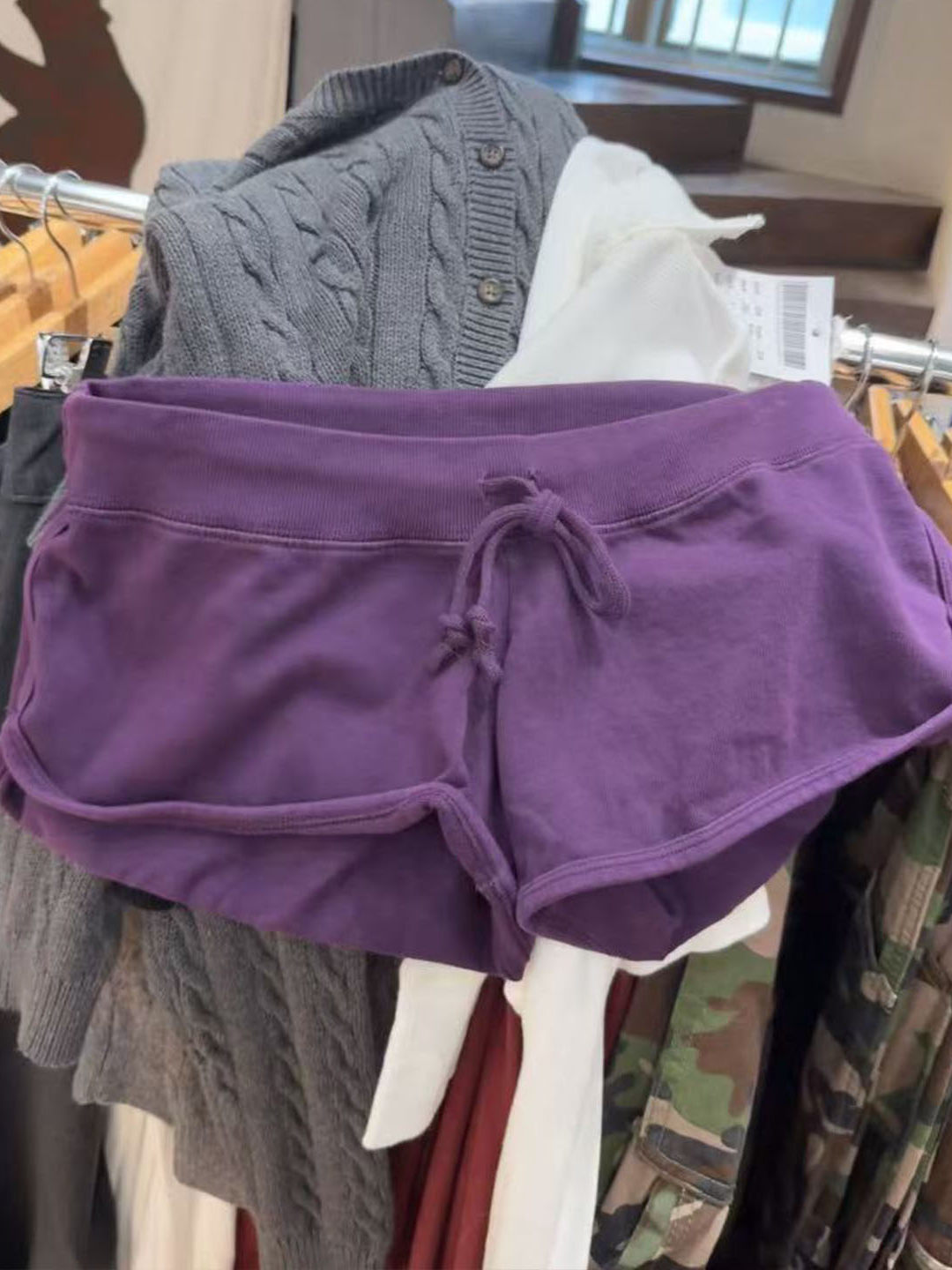 Purple Cotton Short Pant Women - Short Linen Drawstring reseña y precio