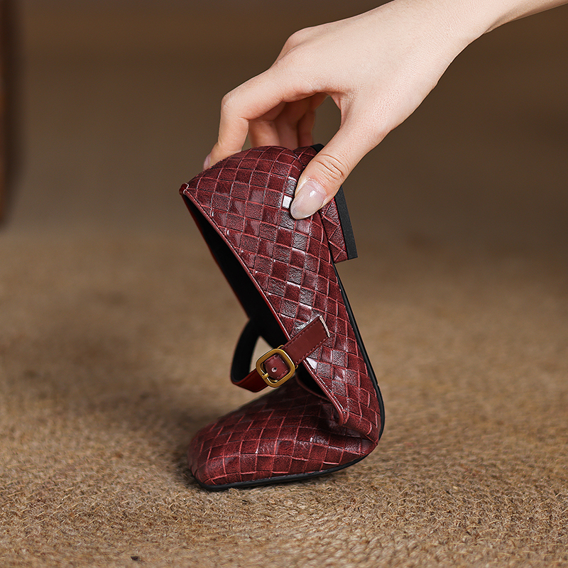 Woven Flat Bottom Mary Jane Wo - Casual Sandal Leather reseña y precio