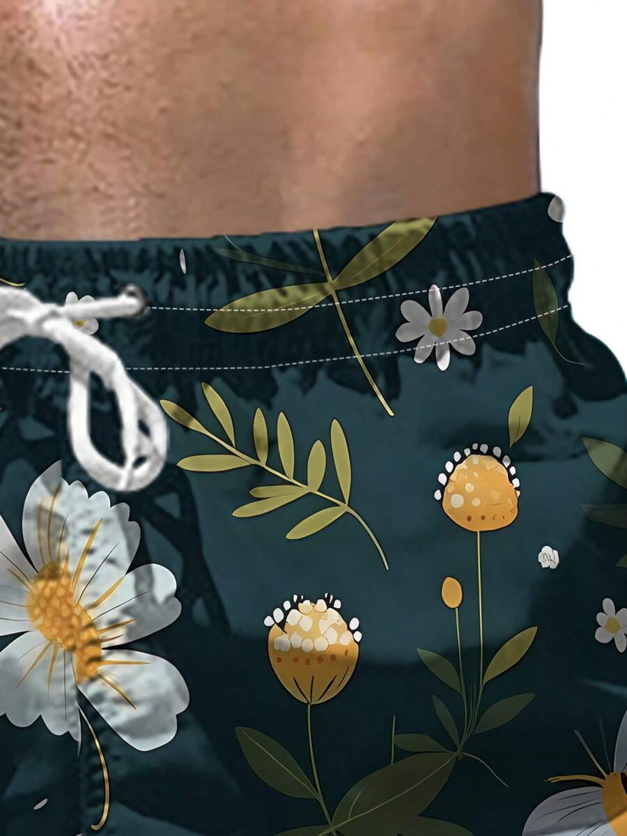 Mens Beach Shorts With Floral  - Swim Trunk Quick Dry reseña y precio