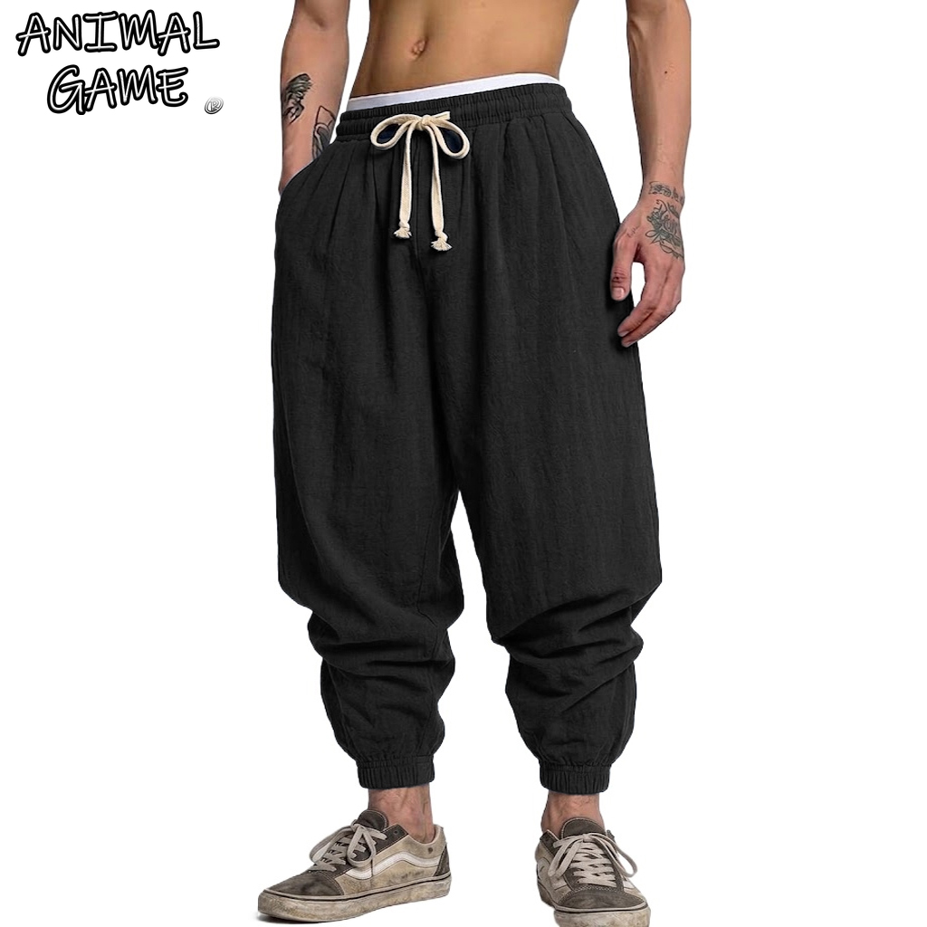 Korean Cotton Linen Trousers A - Short Linen Drawstring reseña y precio