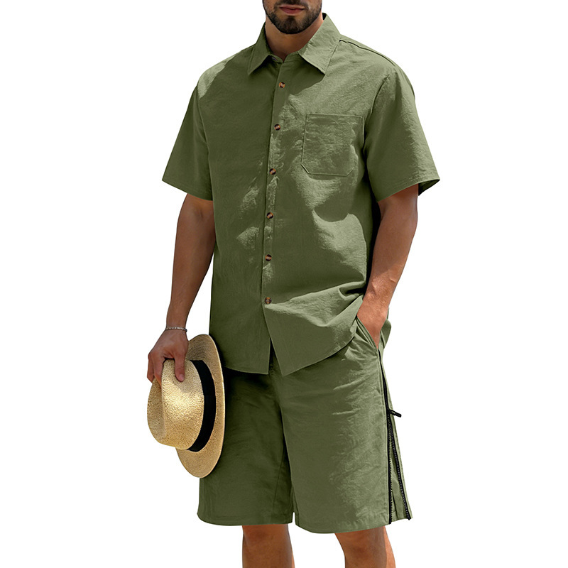 Men's Casual Cotton Linen 2 Pi - Short Linen Drawstring reseña y precio