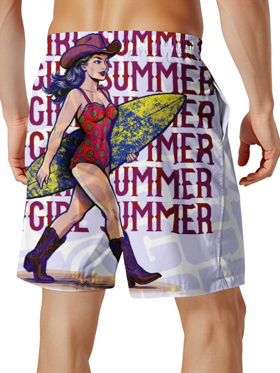 Mens Cowgirl Summer Surf Graph - Swim Trunk Quick Dry reseña y precio