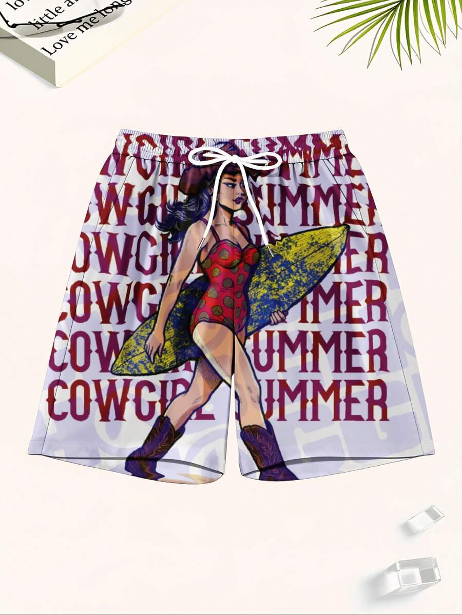 Mens Cowgirl Summer Surf Graph - Swim Trunk Quick Dry reseña y precio