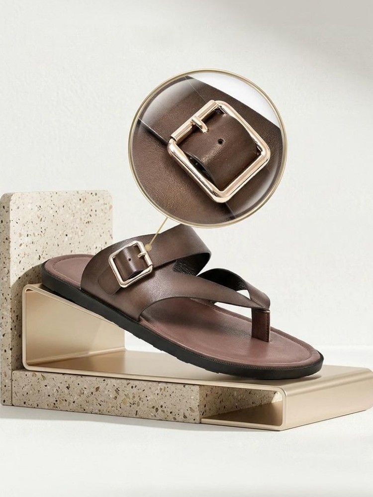 Outside Summer Mens Flat Shoes - Flip Flop Leather Men reseña y precio