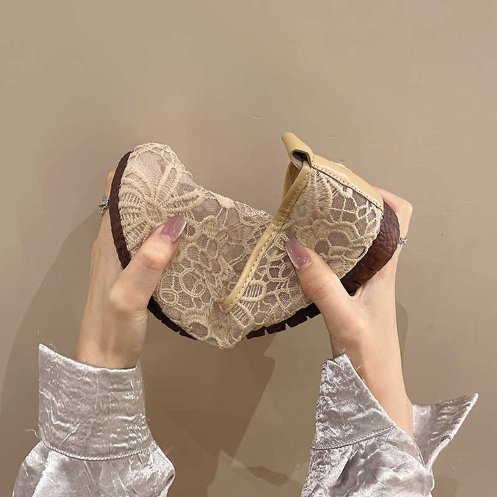 Chic Lace Mesh Hollow Out Espa - Espadrille Slip On reseña y precio