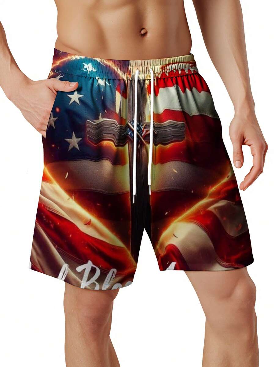 3D American Flag Print Mens Sw - Swim Trunk Quick Dry reseña y precio