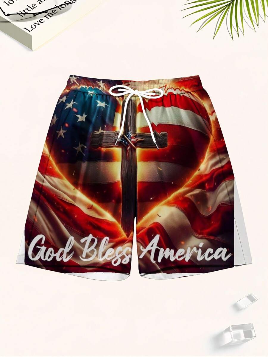 3D American Flag Print Mens Sw - Swim Trunk Quick Dry reseña y precio