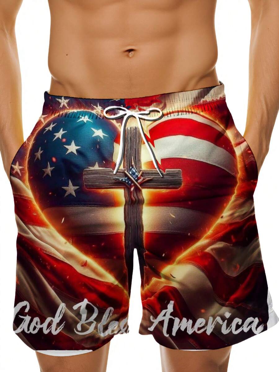 3D American Flag Print Mens Sw - Swim Trunk Quick Dry reseña y precio