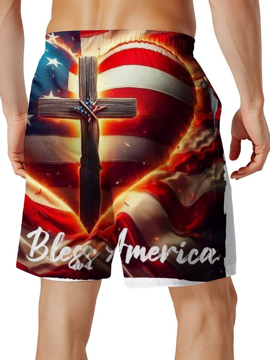 3D American Flag Print Mens Sw - Swim Trunk Quick Dry reseña y precio