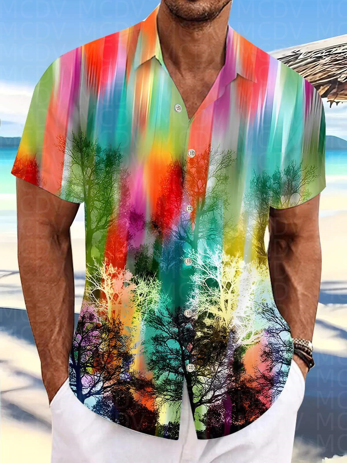 Maple Forest Pattern Men's Haw - Shirt Camp Collar reseña y precio