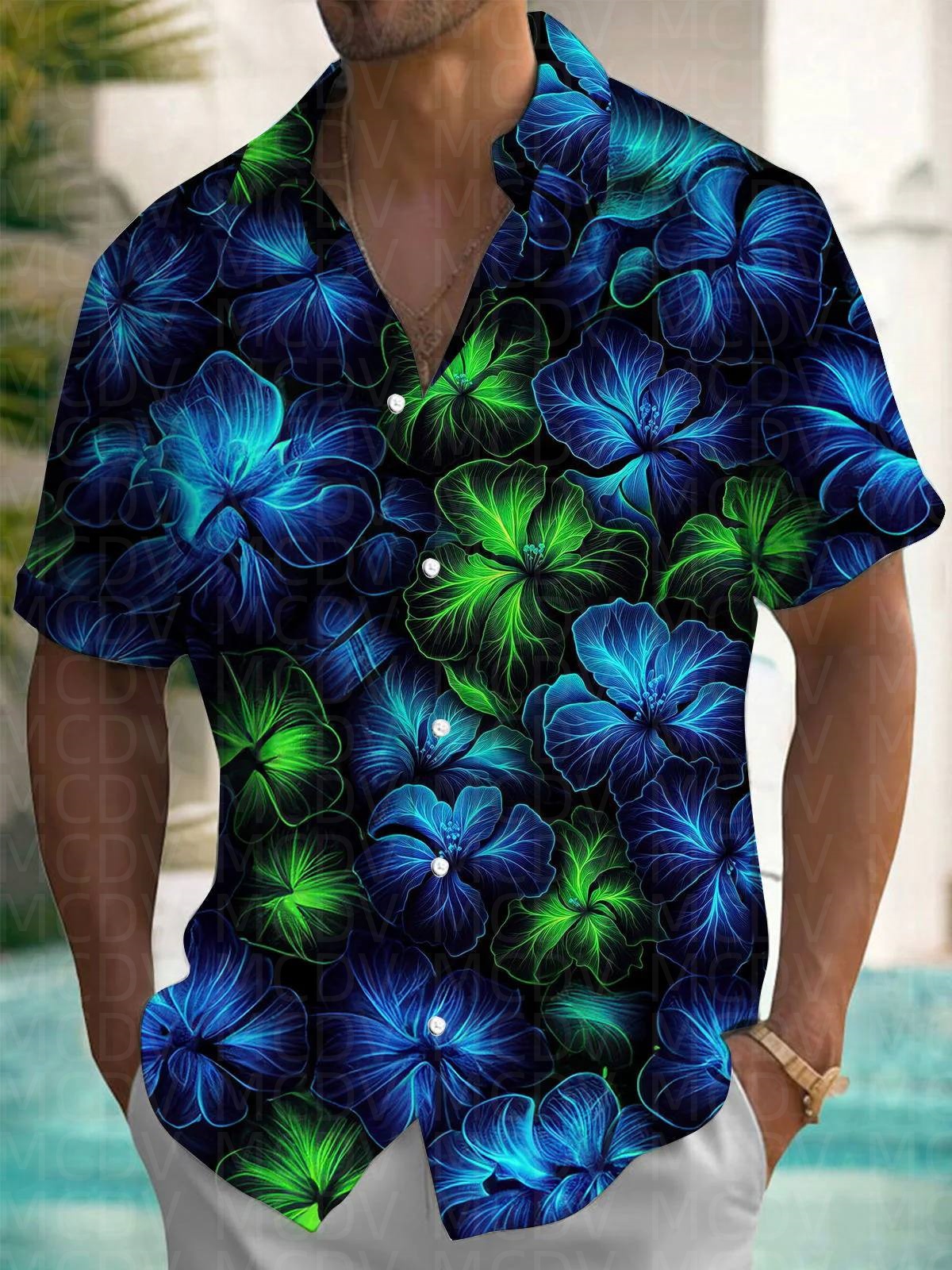 Maple Forest Pattern Men's Haw - Shirt Camp Collar reseña y precio