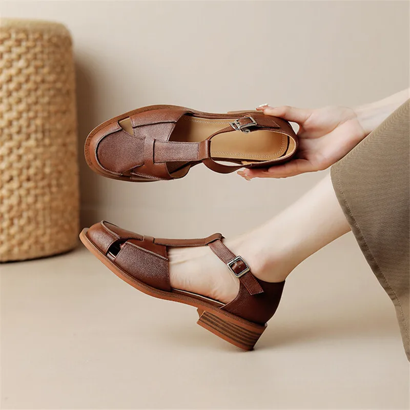 2023 Summer Sandals Cowhide Ro - Casual Sandal Leather reseña y precio