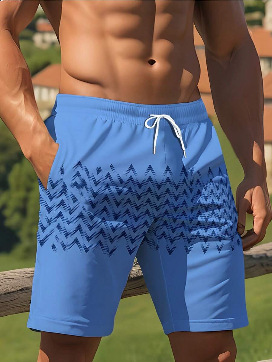 Mens Blue Beach Shorts With Zi - Swim Trunk Quick Dry reseña y precio