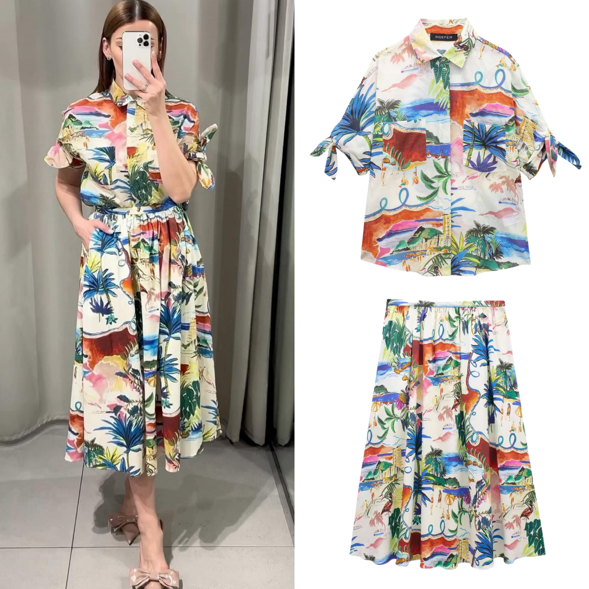 Chic Printed Lapel Single Brea - Resort Shirt Floral reseña y precio