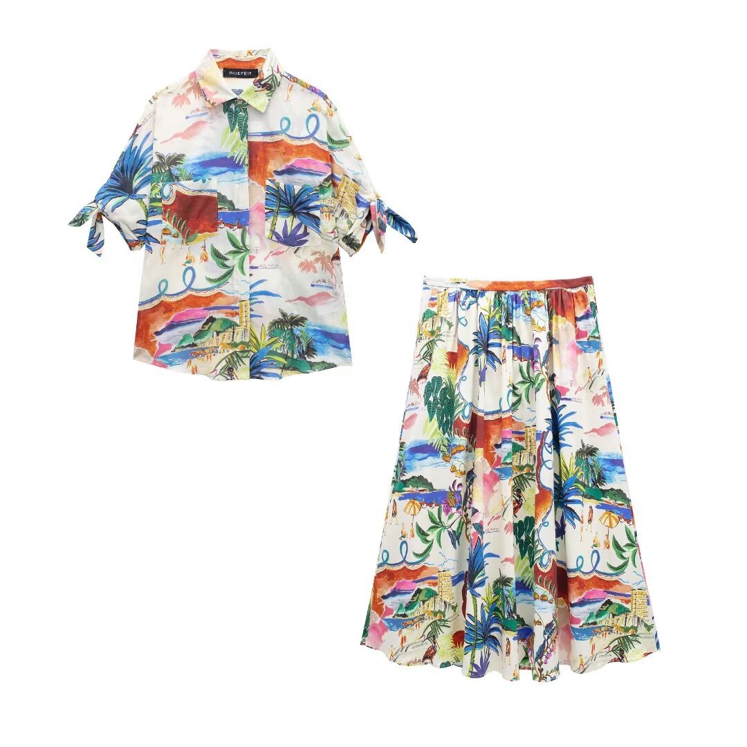 Chic Printed Lapel Single Brea - Resort Shirt Floral reseña y precio