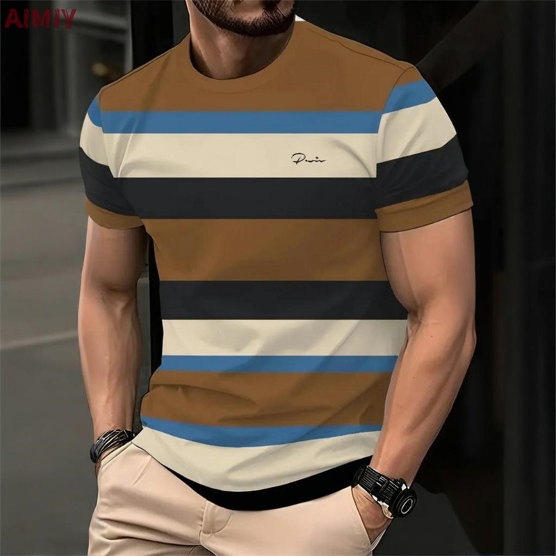 Men's Striped Printed T-shirt  - Polo Shirt Pique reseña y precio