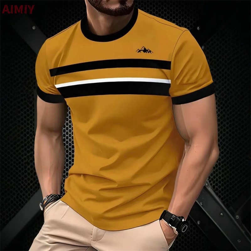 Men's Striped Printed T-shirt  - Polo Shirt Pique reseña y precio